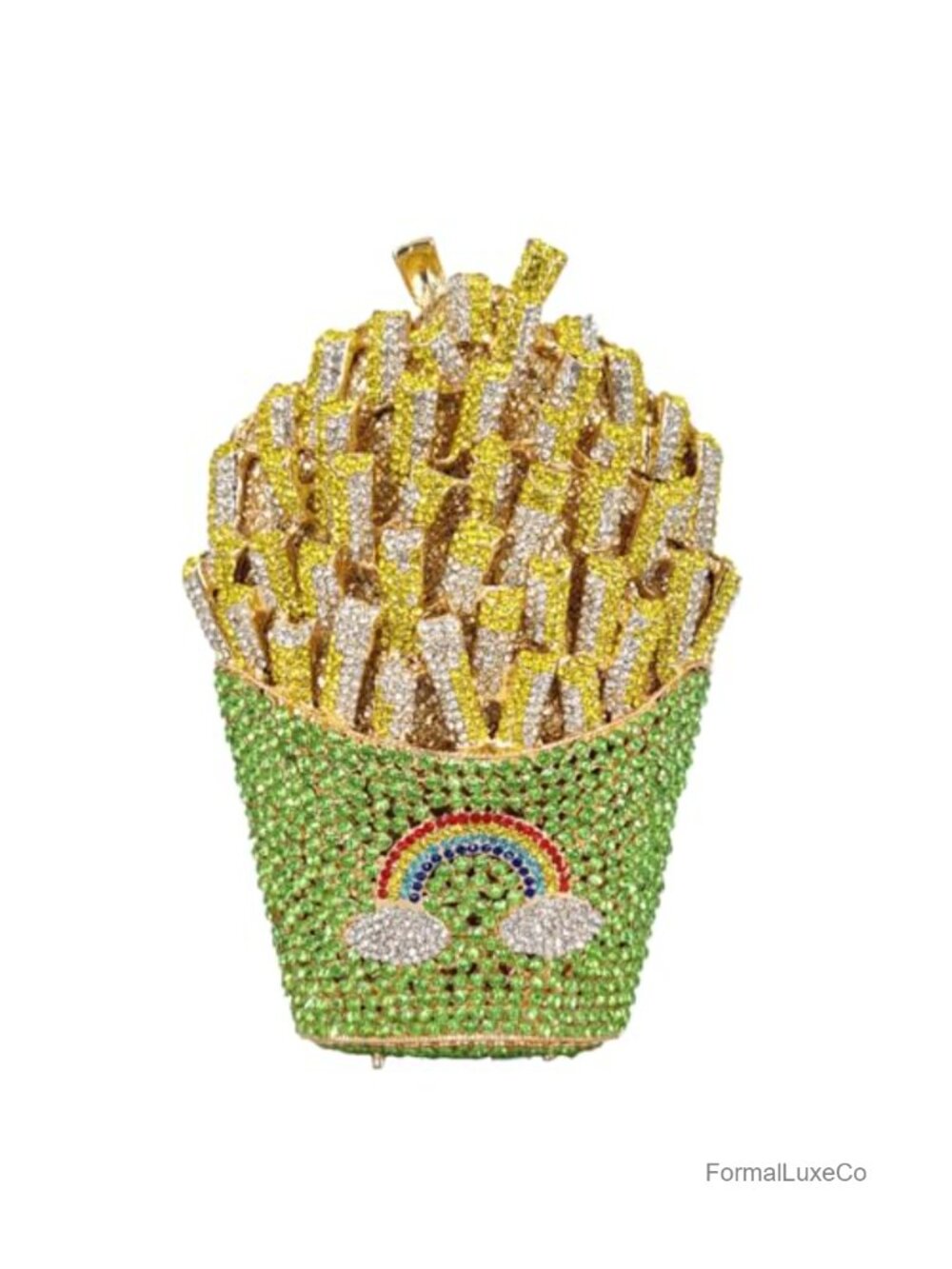 3D French Fries Chip Crystal Clutch Bag Rhinestone Evening Handbag